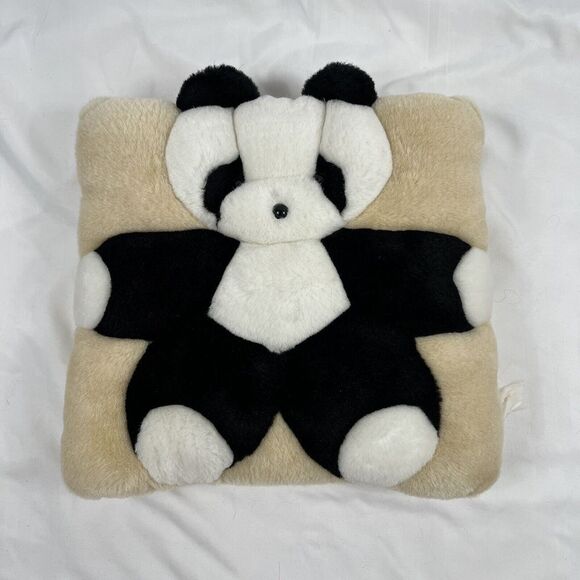 Other - Vintage1998 TWIE Plush Panda Bear Pillow 10 Inch Square Decorative‎